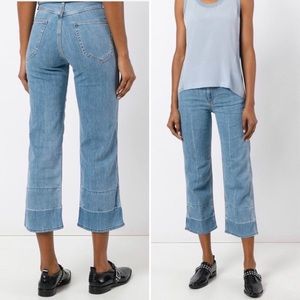 RAG & BONE High Waist Lou Crop Jeans Two Tone Blue Sz 24